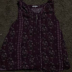 Size: large  Color:maroon with flowers Brand: Maurice’s